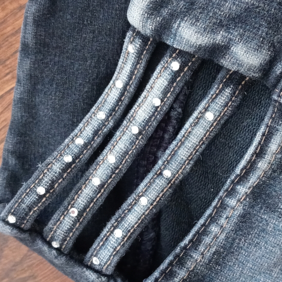 Sparkly Stretchy Bootcut Jeans Strappy Hips y2k Small - Picture 7 of 7